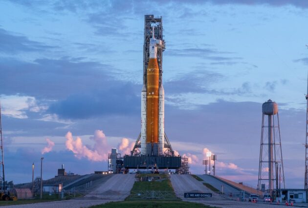 NASA SLS rocket on launch pad