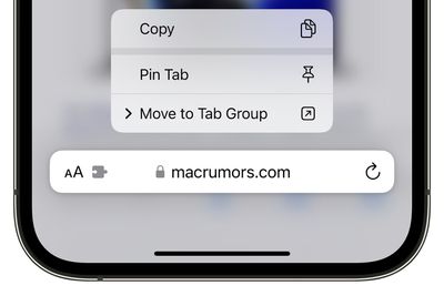 pin tab ios 16 tab groups